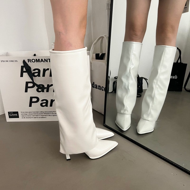 Fashion Joker Style But Knee Boots Trouser Boots Pointed Thin Heel High Heel Long - Image 1