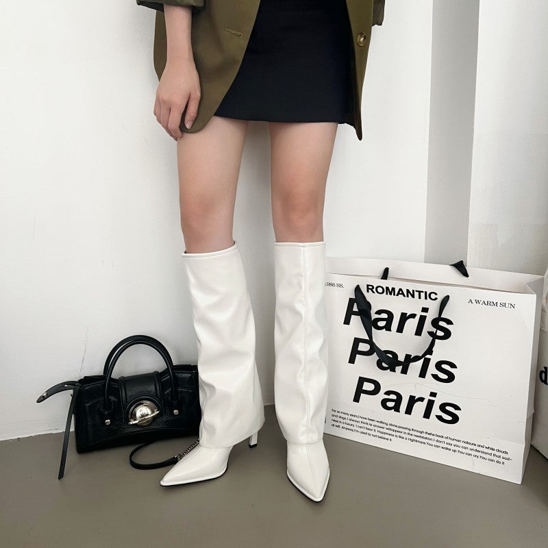 Fashion Joker Style But Knee Boots Trouser Boots Pointed Thin Heel High Heel Long - Image 5