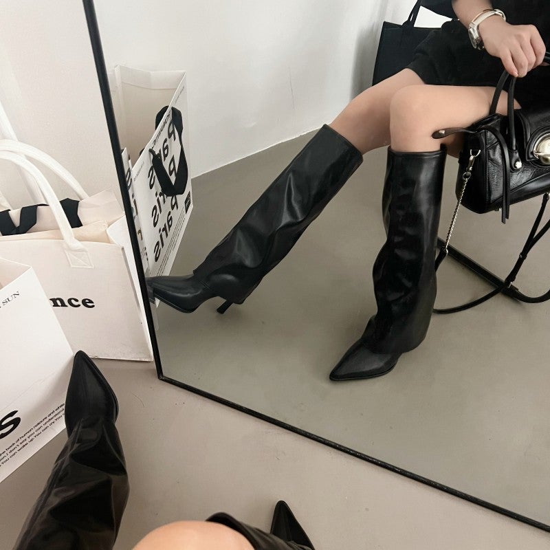 Fashion Joker Style But Knee Boots Trouser Boots Pointed Thin Heel High Heel Long - Image 4