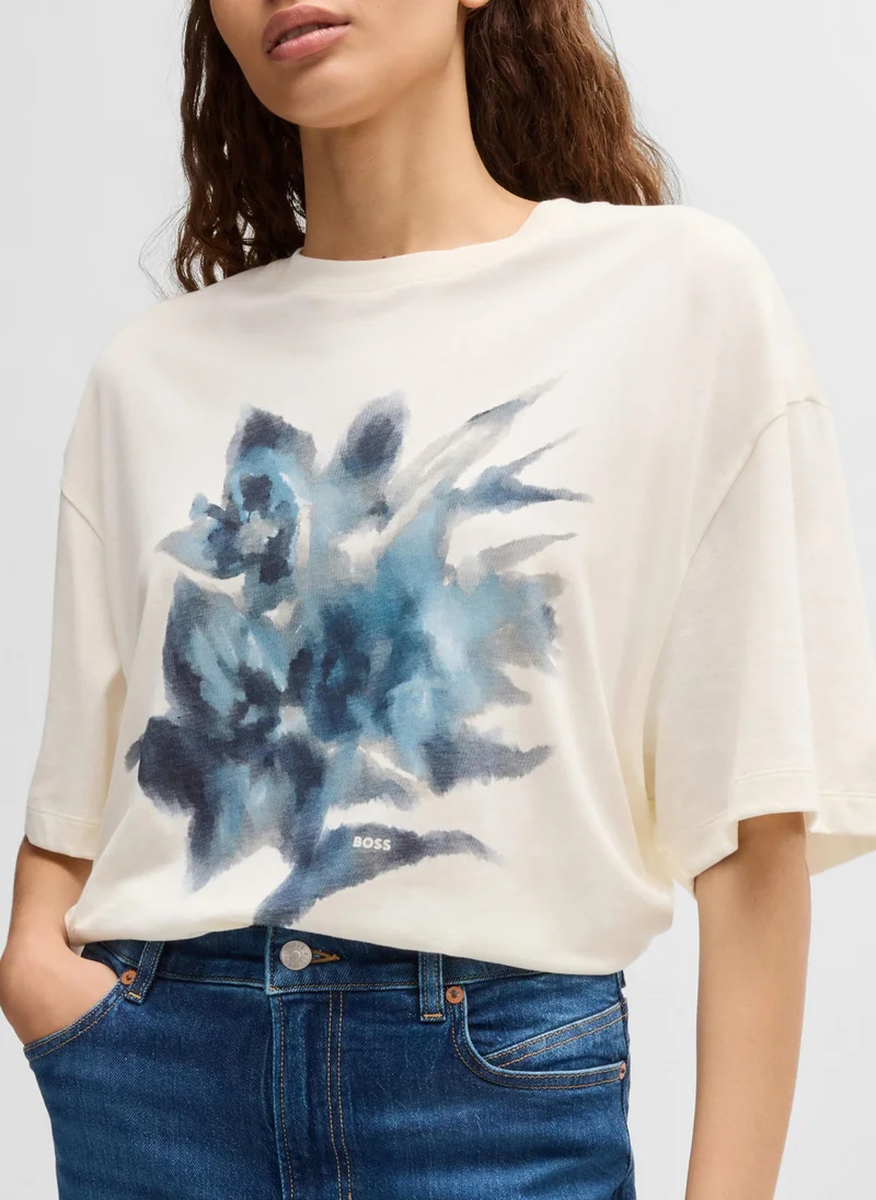 بوس Cotton-jersey oversized-fit T-shirt with seasonal artwork
