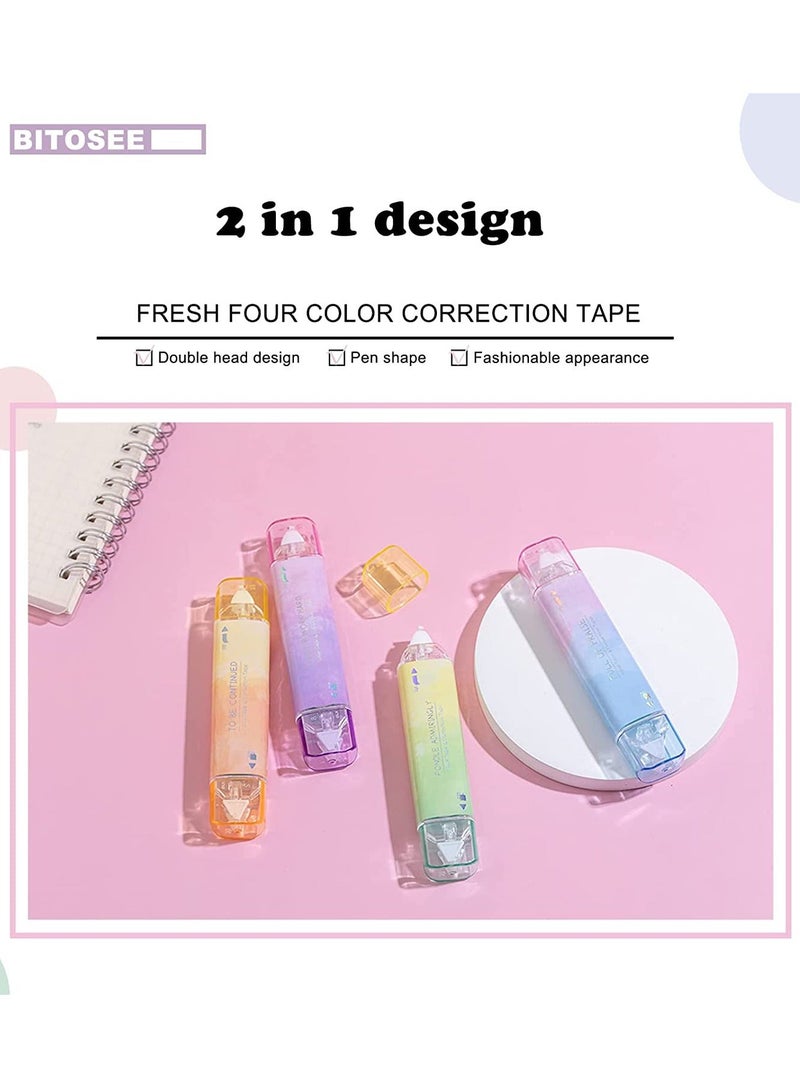 4pcs White Out Correction Tape and Double Sided Tape Roller, lovely Quick Dry Japan White Out, with Permanent Adhesive Tape Runner, for School Office Instant Correction  Scrapbook Supplies - Image 2