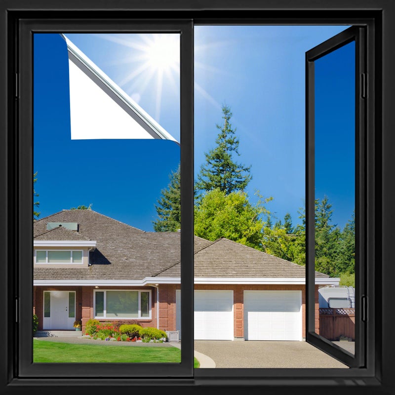 Lmlpt Privacy Window Film One Way Window Tint for Home Reflective Mirror Glass Tinting Sun UV Blocking Vinyl Door Coverings Sticker Heat Control Adhesive Static ClingDiamond Silver354X787inch