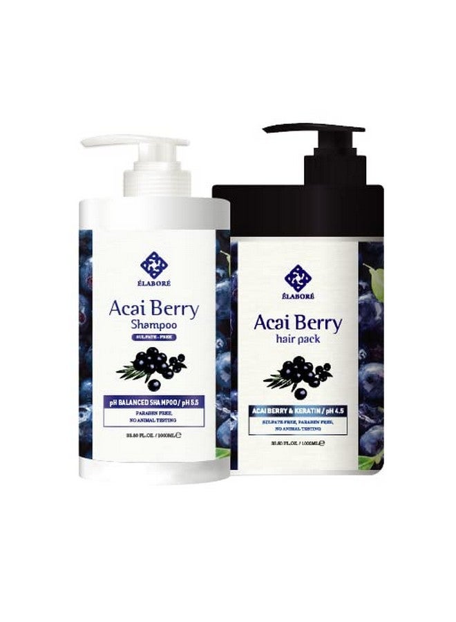 Elabore Acai Berry Super Hair Pack & (Sulfate Free) Shampoo Set 33.80fl.oz/ 1000ml - Image 1