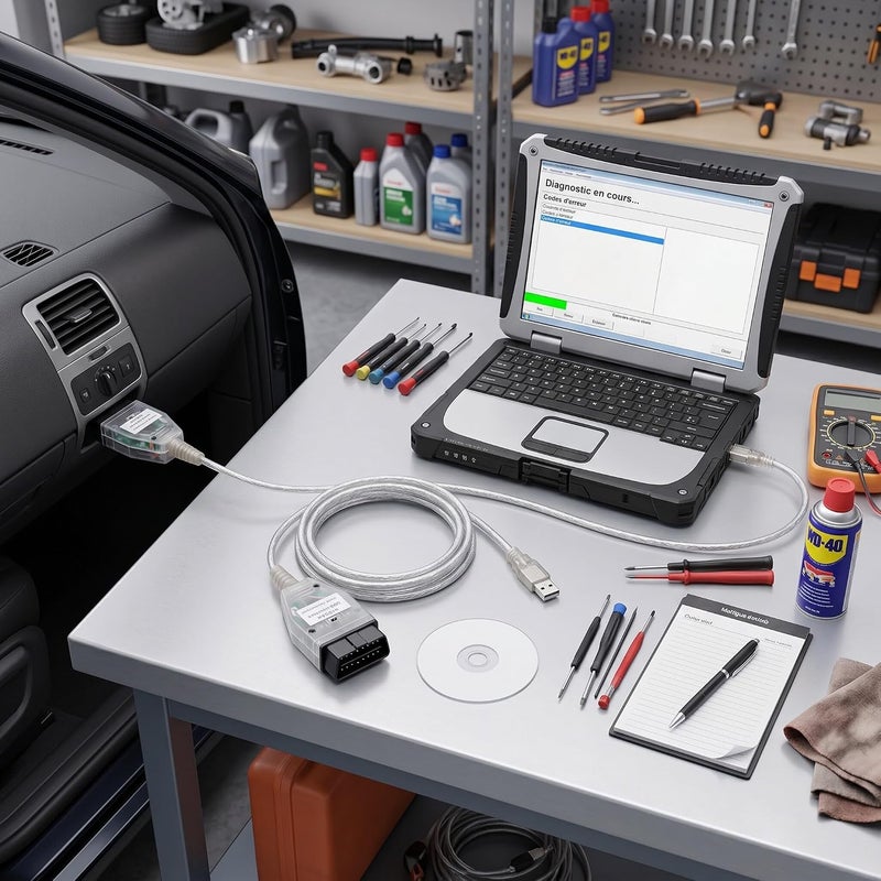 كينسو كابل أداة تشخيص السيارات K+DCAN OBD2 USB بواجهة كابلية مزود بمفتاح للاستبدال، مناسب للسلسلة 1 E81 E82 E87 E88 للفترة 2004–2007.03 - Image 2