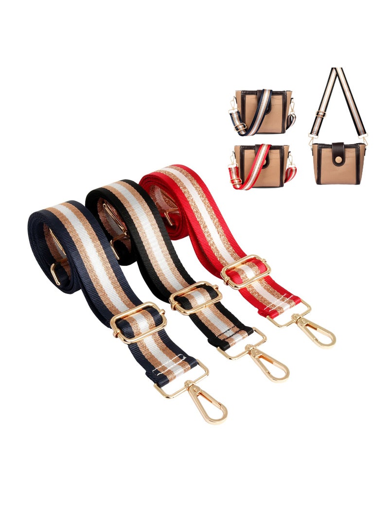 Crossbody Bags Handbag Strap Replacement Replacement 3-Piece Set,3.8cm Guitar Style Multicolor Canvas Crossbody Strap for Handbags - Image 1