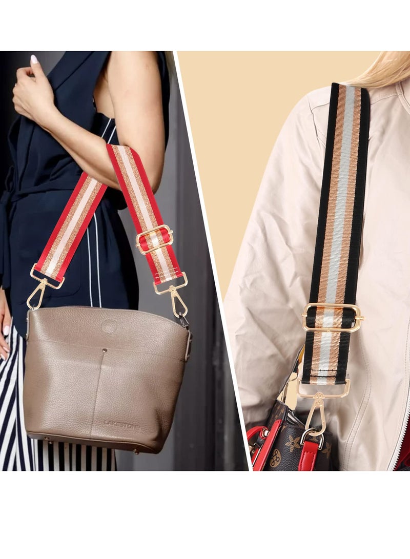 Crossbody Bags Handbag Strap Replacement Replacement 3-Piece Set,3.8cm Guitar Style Multicolor Canvas Crossbody Strap for Handbags - Image 2