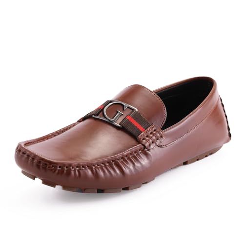 GUESS Men's Askers Loafer, Cognac, 8 - Image 1