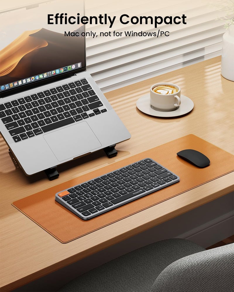 ProtoArc لوحة مفاتيح ProtoArc لاسلكية مدمجة مع إضاءة خلفية لأجهزة Mac، طراز K90-A بلوتوث، متعددة الأجهزة، منخفضة الارتفاع، كتابة هادئة وسلسة، قابلة للشحن عبر USB-C، متوافقة مع MacBook Pro/Air وiPad - رمادي فضائي - Image 2