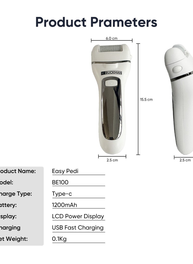 JC BUCKMAN - JC BUCKMAN Easy Pedi, Electric Foot Callus Remover Kit , Rechargeable, Portable Electronic Foot File Pedicure Tools - Image 1