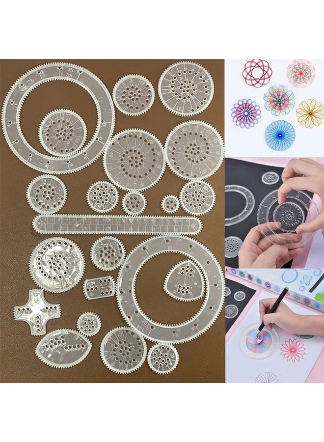 22 قطعة مجموعة مساطر الرسم الهندسي مع قوالب وأقلام وأقلام رصاص لمصممي الفنون وأصحاب الأعمال اليدوية ومعلمي المدارس - Image 2