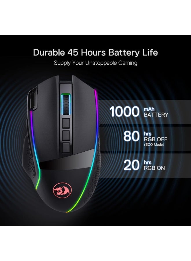 ريدراجون M991 إصدار ENLIGHTMENT برو ، ماوس ألعاب RGB لاسلكي ، 26000 DPI ، 3 أوضاع اتصال لضمان استجابة سريعة ودقيقة ، 9 أزرار قابلة للبرمجة ، للاستخدام على الكمبيوتر الشخصي واللابتوب في المنزل والمكتب - Image 5