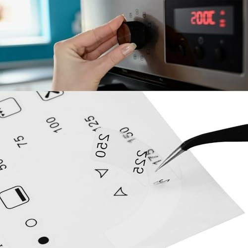 Create idea 4Pcs Oven Temperature and Function Dial Sticker Set 50–250°C + 18 Symbol Decals Laminated Vinyl Replacements, Clear with Black Print - Image 2