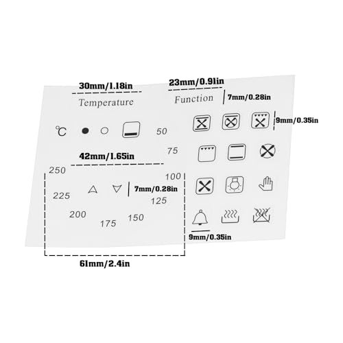 Create idea 4Pcs Oven Temperature and Function Dial Sticker Set 50–250°C + 18 Symbol Decals Laminated Vinyl Replacements, Clear with Black Print - Image 4