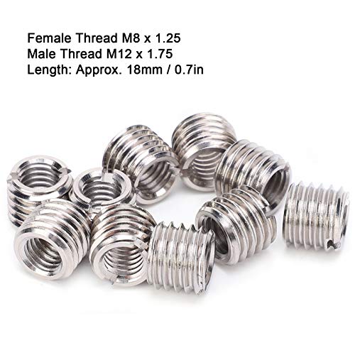 BORDSTRACT 10Pcs M12 to M8 Thread Reducer Nuts, Stainless Steel Repair Sleeve M8 Female Thread M12 Male Thread Conversion Kit Suitable for for Plumbing Connections Compressed Air Hydraulic Automobile - Image 2