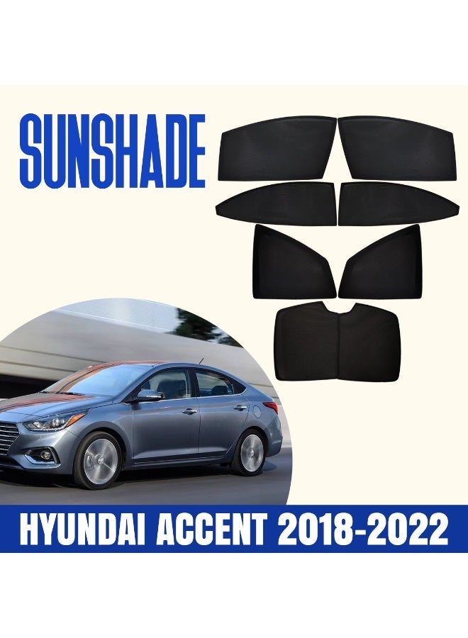 Car Sun Shade Set for   ACCENT 2018-2022   7 PCS Window Sunshade Mesh UV Protection Side Rear Front Window Cover Heat Reduction Privacy Screen Easy Fit Car Accessories - Image 1
