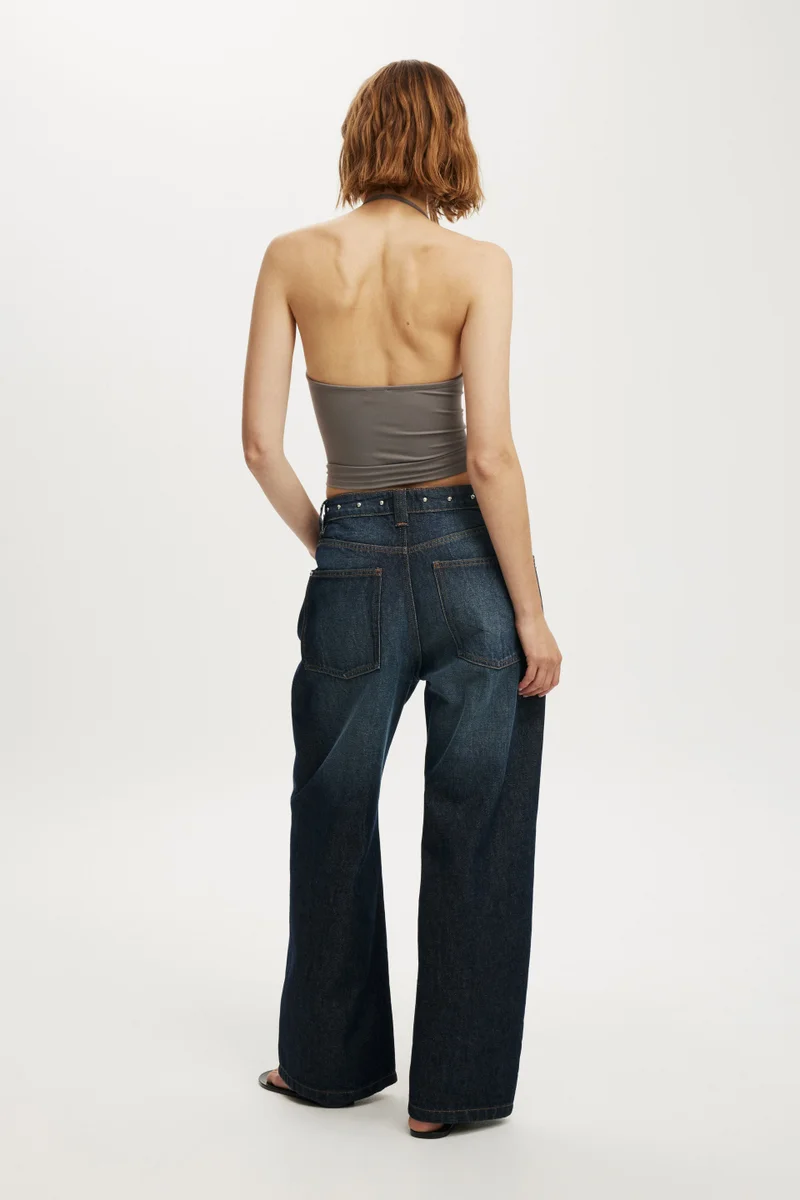 كوتون اون جينز واسع جداً منخفض الخصر