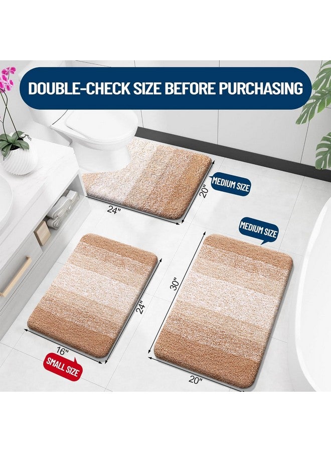 OLANLY Bathroom Rugs Sets 3 Piece, Soft Absorbent Microfiber Bath Mats and U-Shaped Contour Toilet Rug, Plush Shaggy Bath Mat Set for Bathroom (30"x20"+24"x16"+24"x20", Beige) - Image 1