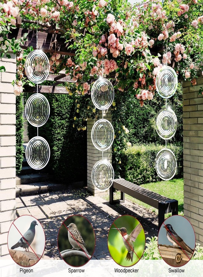 Factee Bird Scare Devices, 9 Pack 3D Stainless Steel Reflective Bird Scare Discs, Sparkly Wind Spinners Outdoor Garden Decor, Keep All Birds Away Woodpeckers Pigeons from Your House Garden Boat Orchard - Image 3