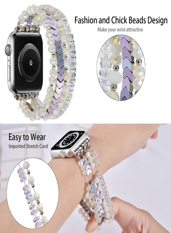 سوار MOFREE المصنوع من الخرز متوافق مع سوار ساعة Apple Watch مقاس 38 مم/40 مم/41 مم/42 مم، أساور نسائية مرنة أنيقة لسلسلة iWatch 11/10/9/8/7/SE/6/5/4/3/2/1 وسوار ساعة iPhone بألوان قزحية - Image 3