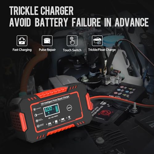 MURCY Car Battery Charger, 12V 6A Smart Battery Trickle Charger Automotive 12V Battery Maintainer Desulfator with Temperature Compensation for Car Truck Motorcycle Lawn Mower Marine Lead Acid Batteries - Image 3