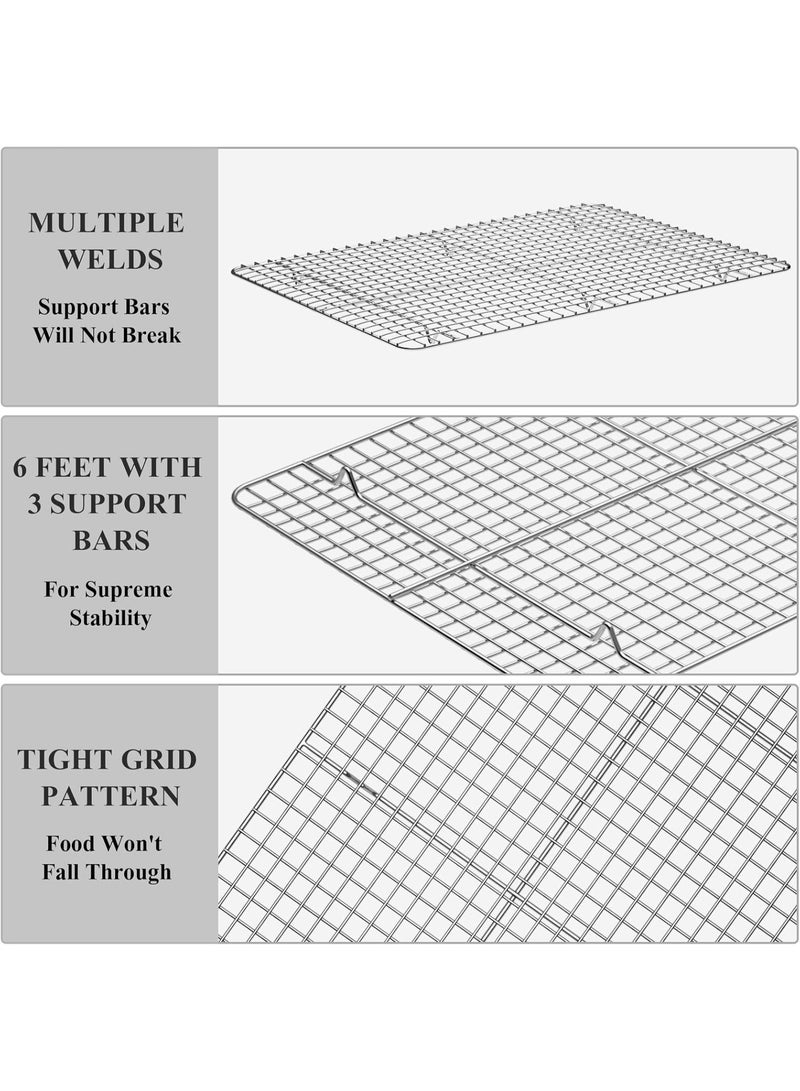 سوفام 2 ورقة خبز من نوع PCS مع مجموعة رف تبريد [ورقتان + رجلان]، نصف ورقة بسكويت من الفولاذ المقاوم للصدأ صينية فرن مع رف، 17.3 × 12.3 × 1 بوصة، خدمة ثقيلة، غير سامة، تنظيف سهل - Image 3