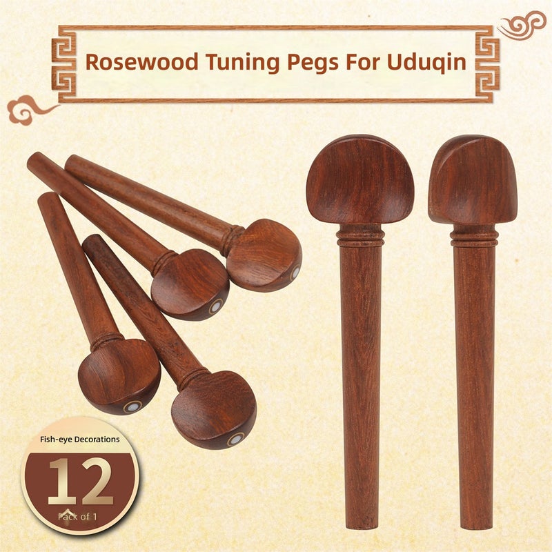 OUD Wood String Pegs with Fish Eye Design, 12 Pieces - Redwood Accessories for Musical  Instruments - Image 1