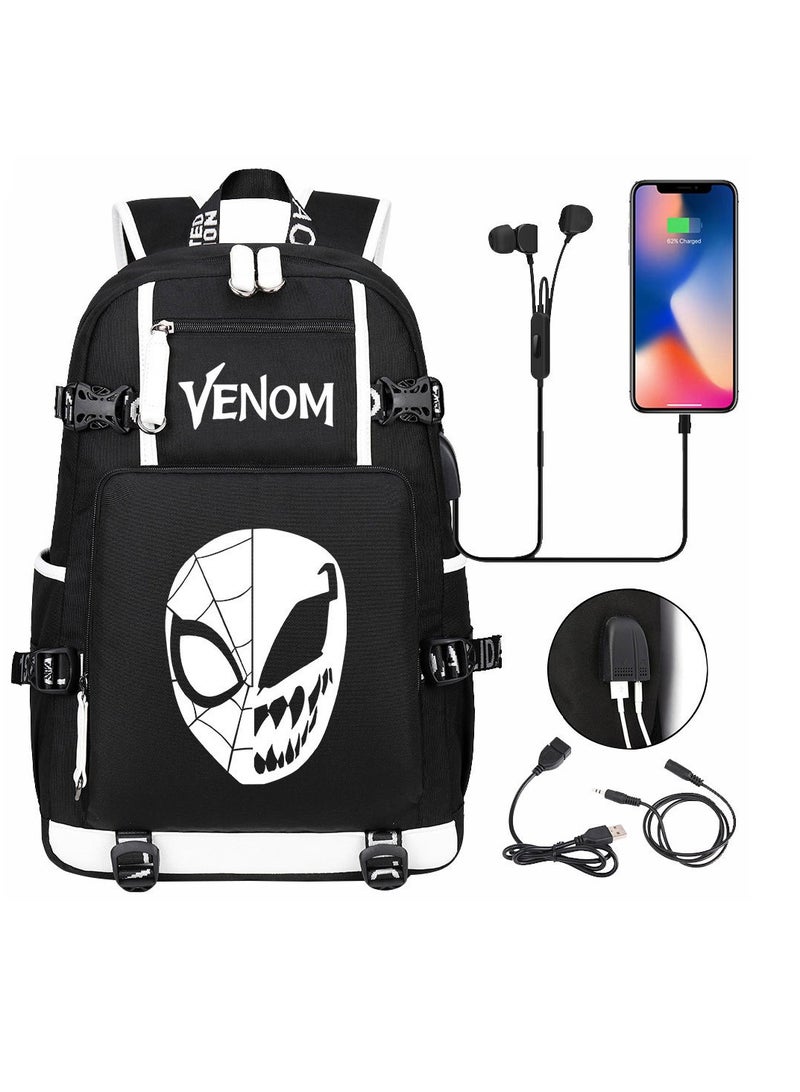 Venom USB printed leisure travel backpack