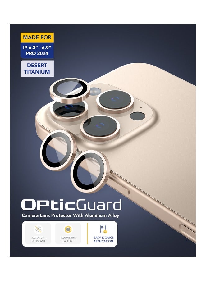 Remson Remson Optic Guard Camera Lens Protector Scratch Resistant Individual Lens Protector with Aluminum Alloy Ring Compatible for iPhone 16 Pro 6.3 inch/iPhone 16 Pro Max 6.9 inch 2024- Desert Titanium  - Image 5