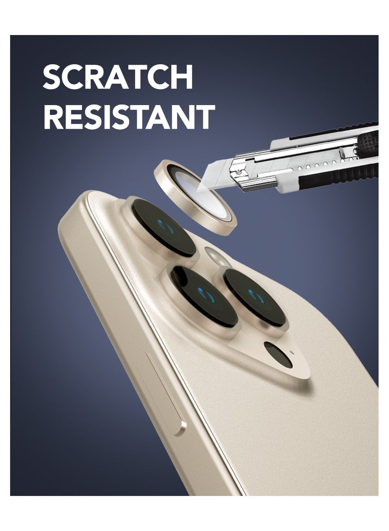 Remson Remson Optic Guard Camera Lens Protector Scratch Resistant Individual Lens Protector with Aluminum Alloy Ring Compatible for iPhone 16 Pro 6.3 inch/iPhone 16 Pro Max 6.9 inch 2024- Desert Titanium  - Image 4