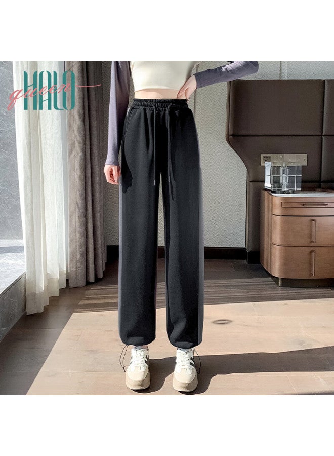 HALOQUEEN Halo Queen Wide-leg Pants For Women, Autumn Style, Wide And Slimming, Pear-shaped Body Shaping, Straight-leg Sports Pants H137r1878 - Image 1