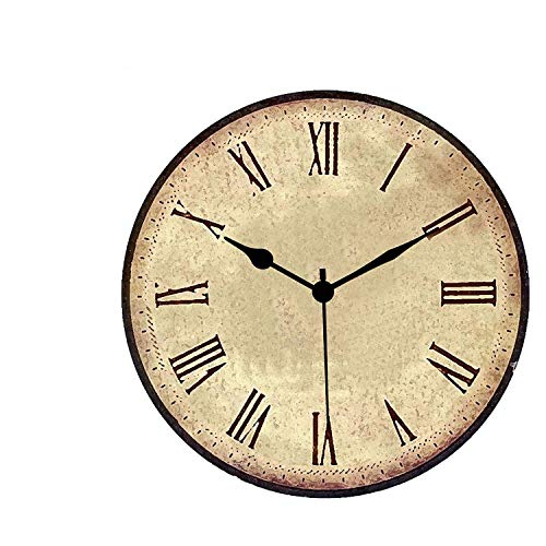 KARTIK Vintage Design Wall Clock with Large Roman Numerals, 11-Inch Round Silent Non-Ticking Quartz Movement for Living Room, Bedroom, Kitchen, Hall, and Office Decoration Without Glass - Image 1