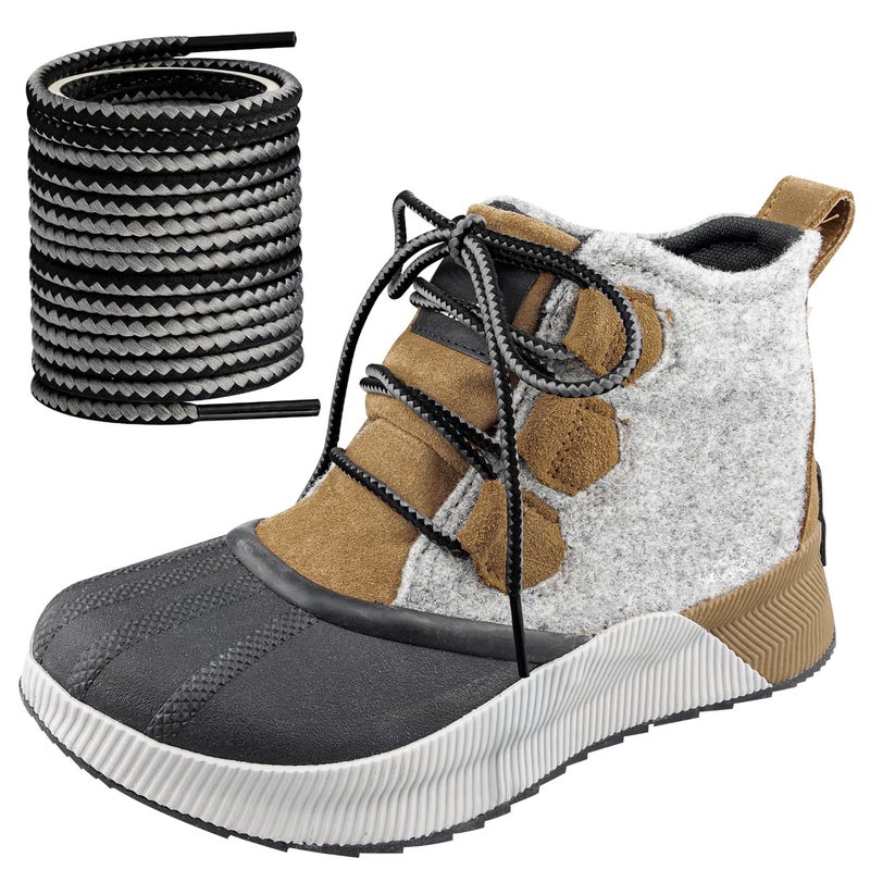 Endoto Round Shoe Laces for Sorel Out N About, 3.5MM Replacement Shoelaces Strings for Snow Boot(Color:Black&GreyCombo,Size:38Inch) - Image 1