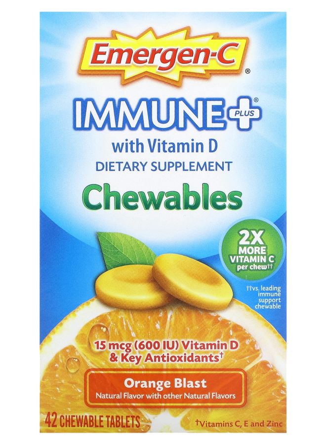 Emergen-C Immune Plus With Vitamin D Orange Blast 42 Chewable Tablets