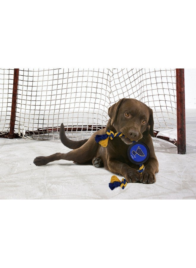 Pets First Dog Rubber Toy Tough Rubber With HeavyDuty Dog Rope Tug Toy. Nhl St. Louis Blues Puck Toy For Dogs & Cats. Play Hockey With Your Pet With This Licensed Dog Puck Rubber Cool Toy! - Image 2