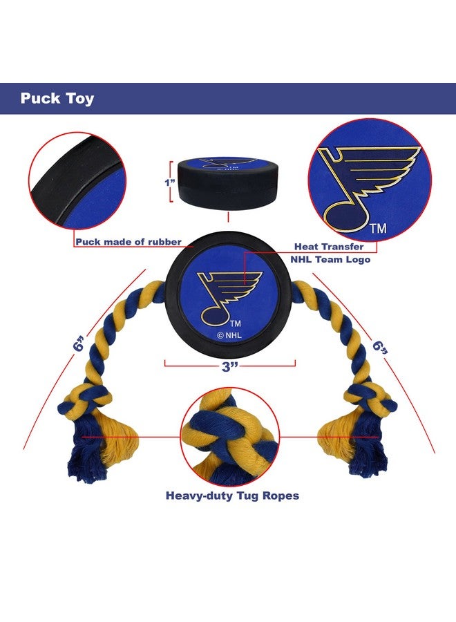 Pets First Dog Rubber Toy Tough Rubber With HeavyDuty Dog Rope Tug Toy. Nhl St. Louis Blues Puck Toy For Dogs & Cats. Play Hockey With Your Pet With This Licensed Dog Puck Rubber Cool Toy! - Image 3