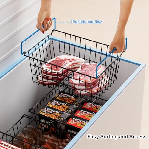 Orgneas Freezer Organizer Bins Baskets for Chest Deep Freezer, Stacking Large Container Organizer and Storage Baskets for Freezer Sort Frozen and Meats - Image 2