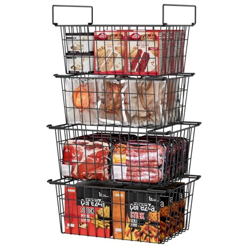 Orgneas Freezer Organizer Bins Baskets for Chest Deep Freezer, Stacking Large Container Organizer and Storage Baskets for Freezer Sort Frozen and Meats - Image 1