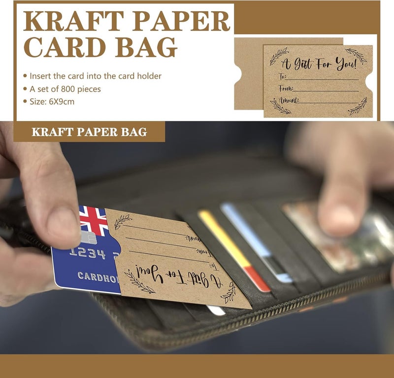 Teling 800 Pcs Gift Card Envelopes Sleeves Credit Card Holders Brown Kraft Mini Business Hotel Key Envelopes Sleeves for Invitations Cash Money Bulk 24 x 35 Inches Black - Image 4