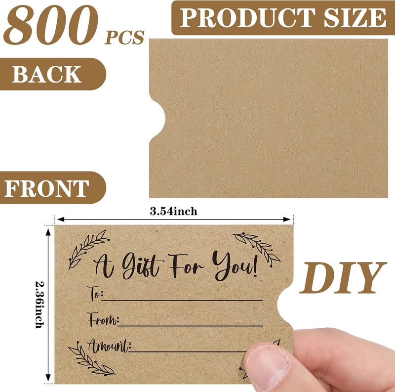 Teling 800 Pcs Gift Card Envelopes Sleeves Credit Card Holders Brown Kraft Mini Business Hotel Key Envelopes Sleeves for Invitations Cash Money Bulk 24 x 35 Inches Black - Image 2