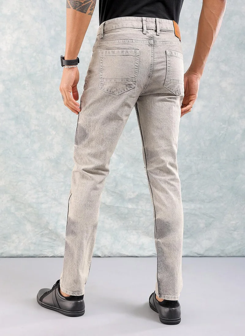 The Indian Garage Co  Men Slim Fit Solid Mid-Rise Stretchable Jeans for Men | Best Price UAE
