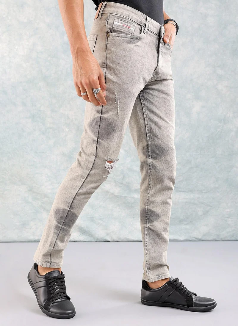 The Indian Garage Co  Men Slim Fit Solid Mid-Rise Stretchable Jeans for Men | Best Price UAE