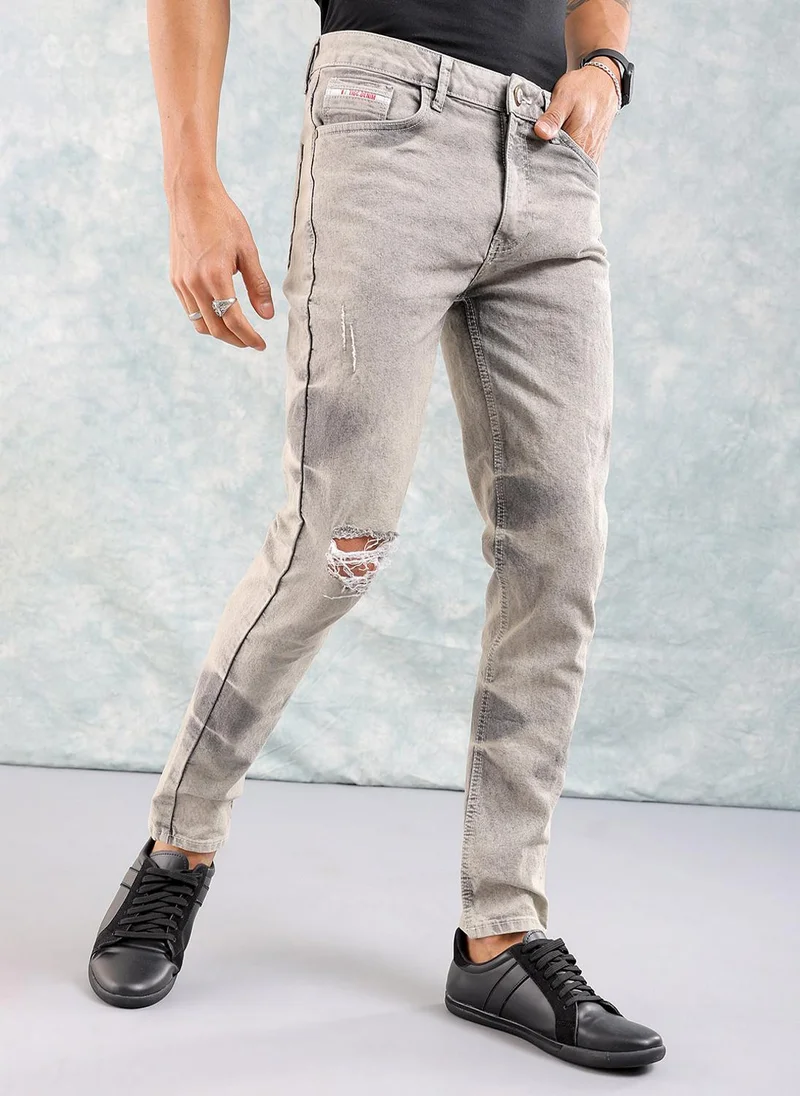 The Indian Garage Co  Men Slim Fit Solid Mid-Rise Stretchable Jeans for Men | Best Price UAE
