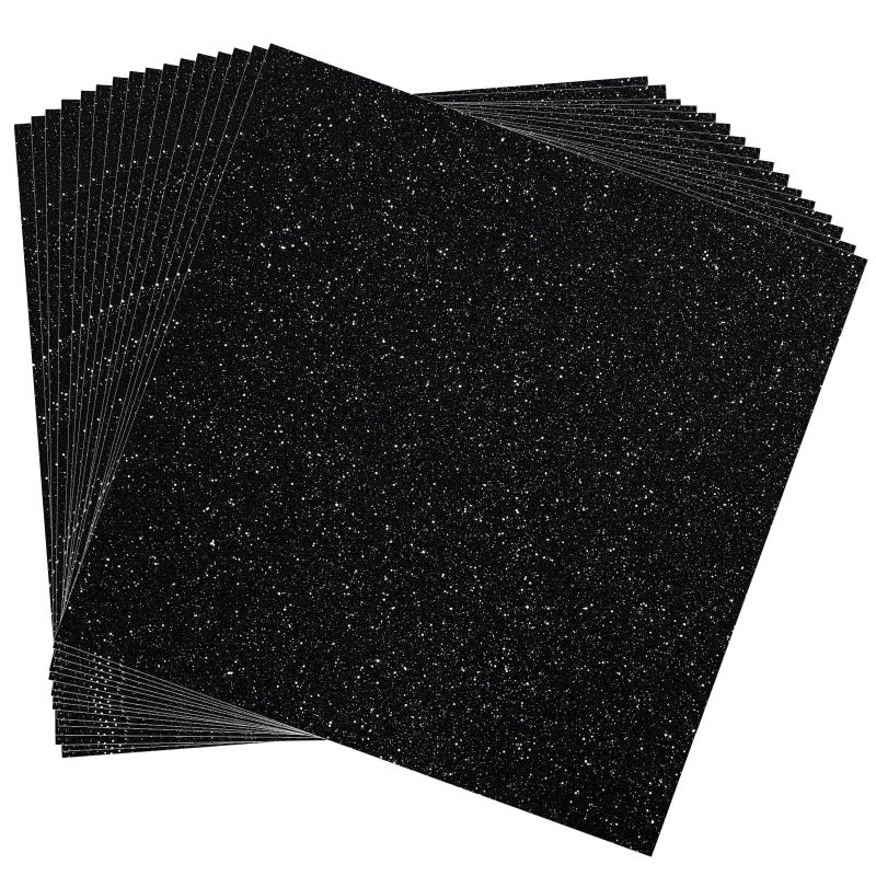 UPINS Glitter Heavyweight Premium Construction Paper for Grad Caps, 16 Sheets Graduation Cap Decorations Topper Blank Base Graduation Party Supplies with 64 Adhesive Sticky Dots Black - Image 1