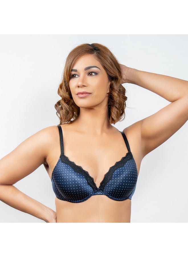 Aadaraya Aadaraya Lace Detail A-frame Bra with Hook and Eye Closure - Image 1