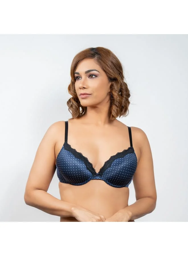 Aadaraya Aadaraya Lace Detail A-frame Bra with Hook and Eye Closure