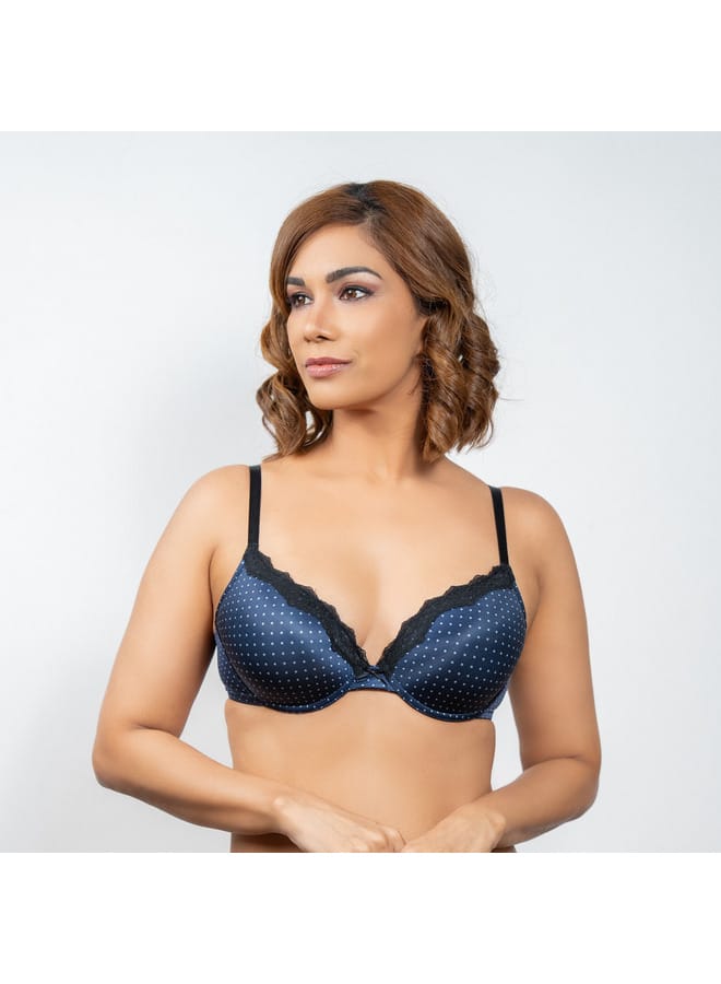 Aadaraya Aadaraya Lace Detail A-frame Bra with Hook and Eye Closure - Image 3