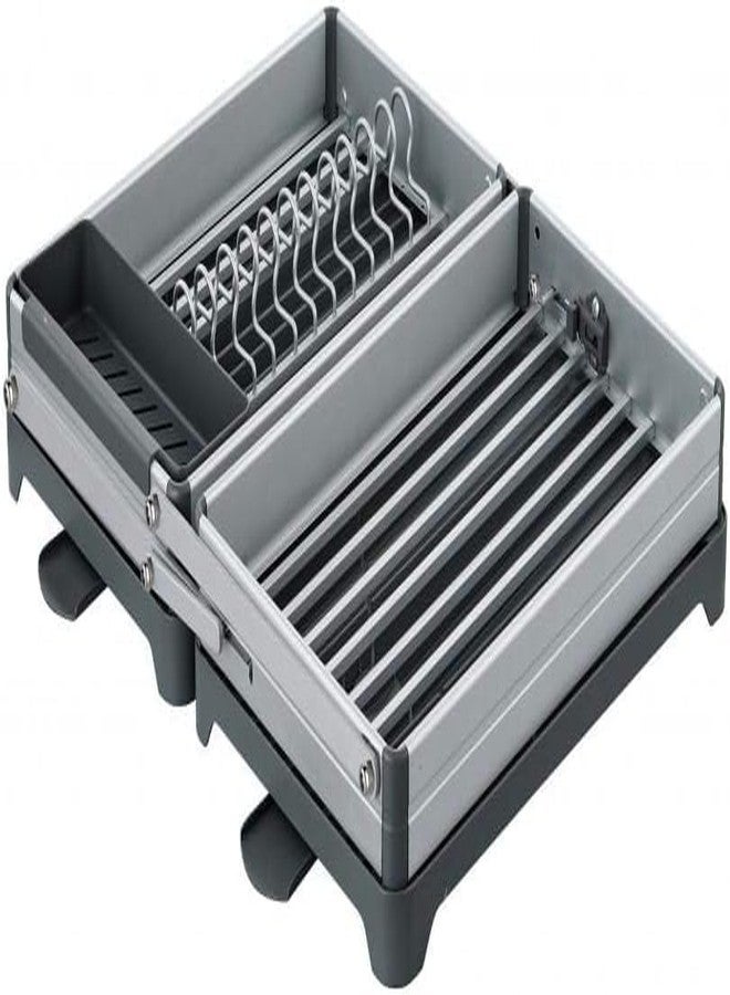GLOWICK Multifunctional 2-Tier Dish Drying Rack Rustproof Kitchen Dish Drying Rack Space-Saving Rack with Drain Board with Utensil Holder & Cup Holder (1Pcs) - Image 4