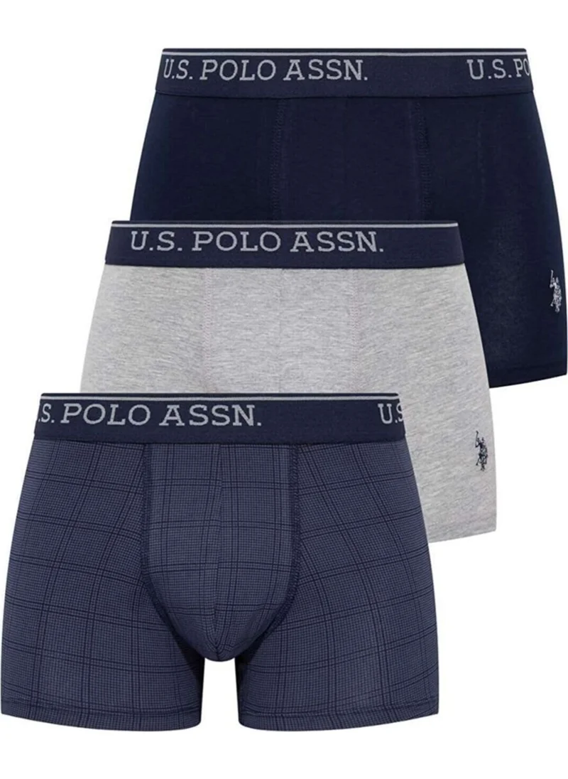 يو اس بولو اسن 80263 Men's Navy-Grey-Indigo 3-Pack Boxer