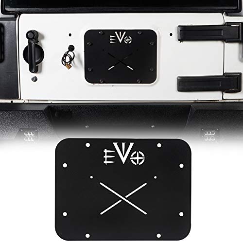 Hooke Road Wrangler Spare Tire Delete Plate, Steel EVO Tailgate Plug Vent Plate Cover for 2007-2018 Jeep Wrangler JK & Unlimited - Image 1