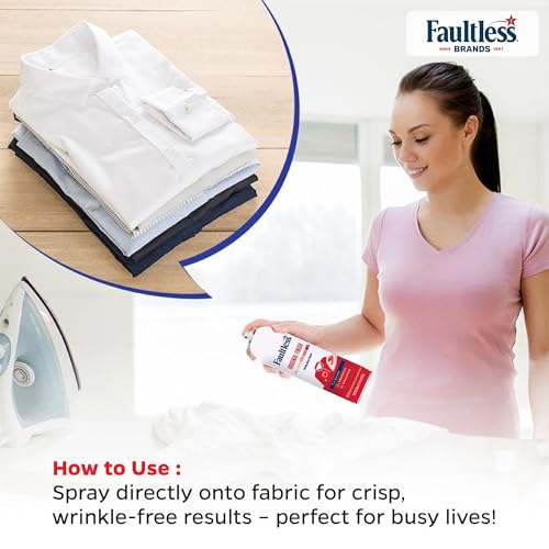 Faultless Original Ironing Spray Starch 567g, Gives Stiff and Crisp Finish, Wrinkle-Free, Dry Cleaner Results at Home, Odor-Neutralizing, Easy Iron Aid, Imported from USA - Image 4